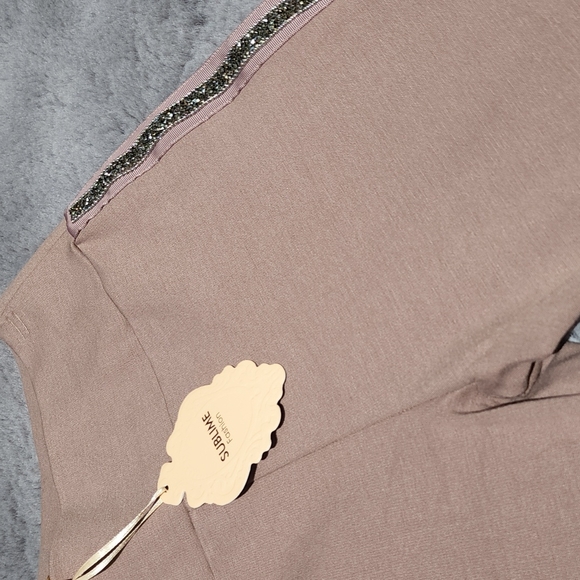 Khaki Leggings Rhinestones Sides Stripe. Size: Various - Picture 2 of 7